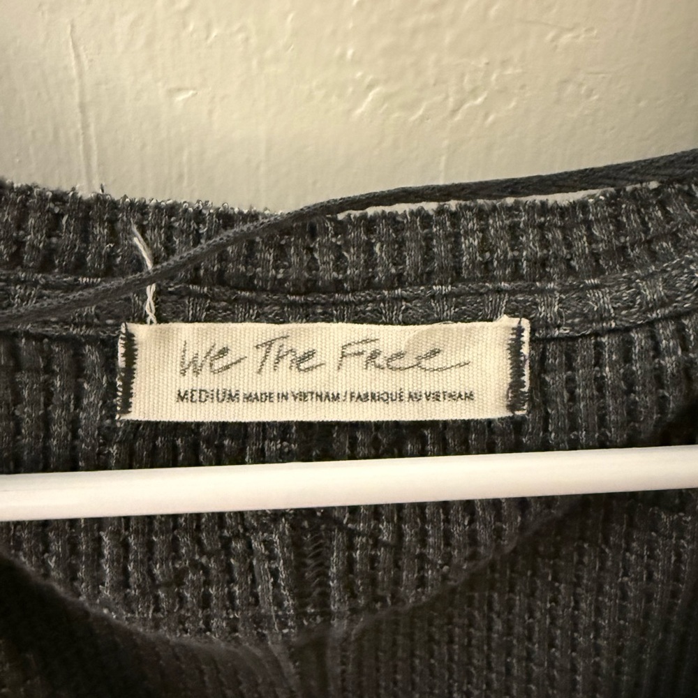We The Free Gray Waffle Knit Top - Picture 3 of 8